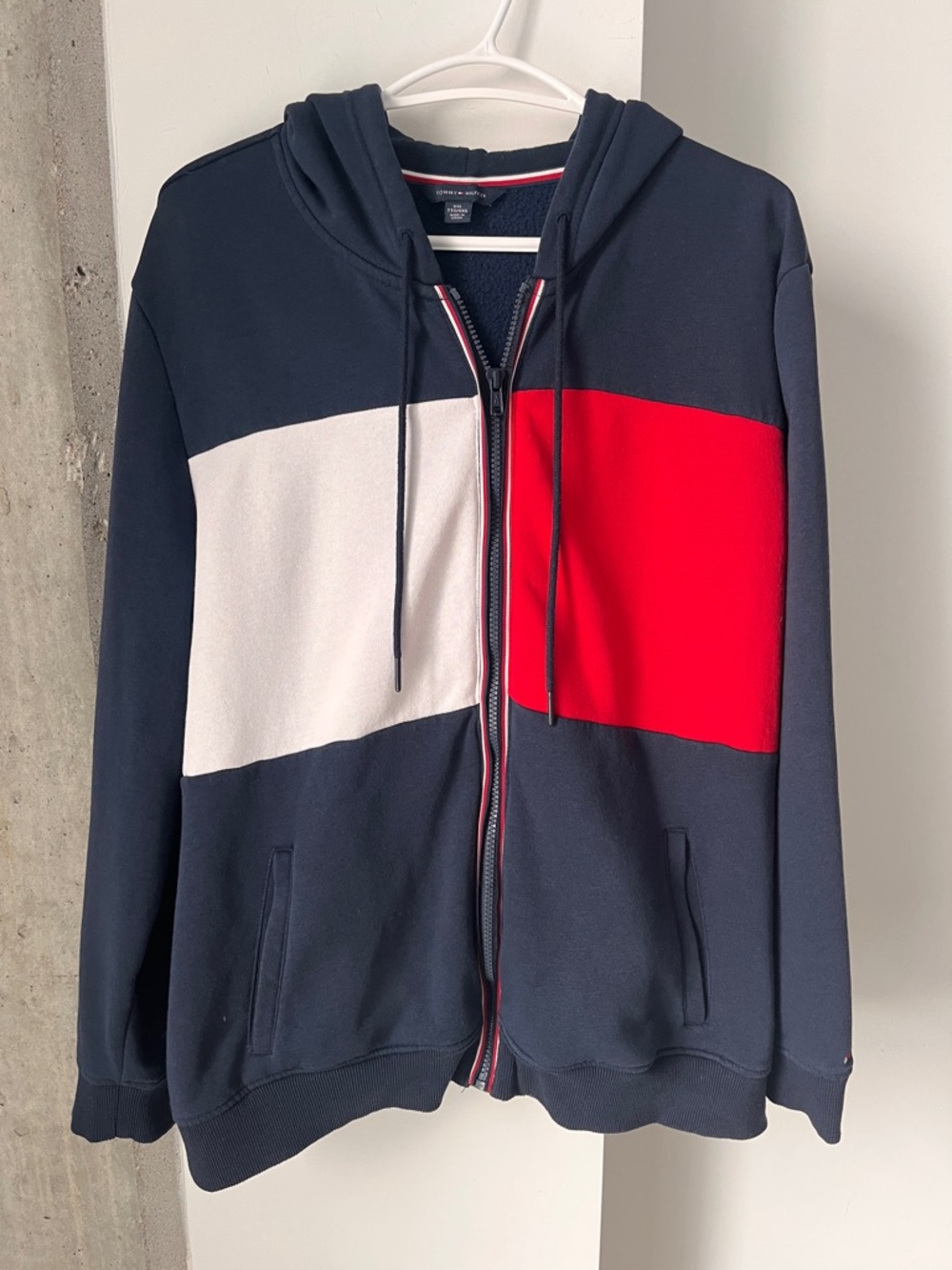 🔥CLEAROUT🔥 Tommy Hilfiger Zip Hoodie XL Sweatshirt Full Zip Side Pockets
